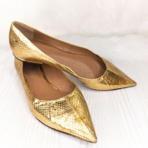 RACHEL ROY Ronney Metallic Snake Ballet Gold Flat